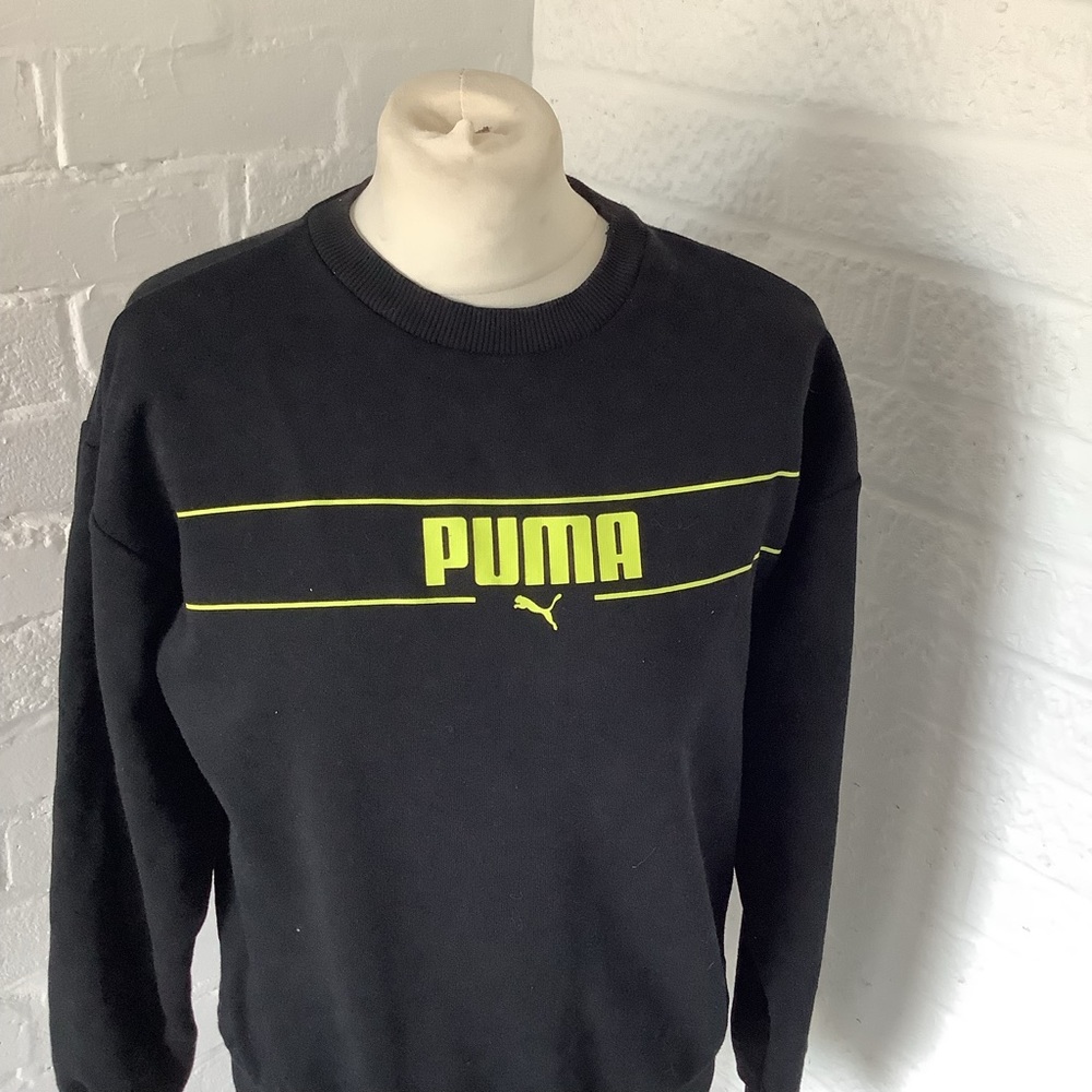 Puma Sweatshirt- Size XS - Black & Yellow - Cotton - P2P 20” - Picture 2 of 8